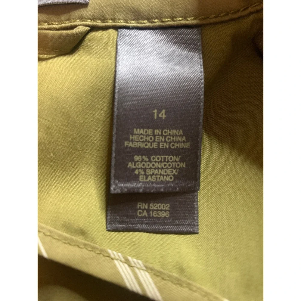 Liz Claiborne Womens Olive Green Cotton Stretch 2 Button 3/4 Sleeve Blazer 14 - Picture 7 of 7